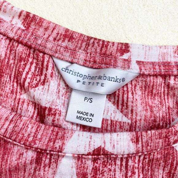 Reworked Christopher & Banks Red Star Stretchy Crop Top P/S Y2K Grunge Patriotic - Picture 6 of 7